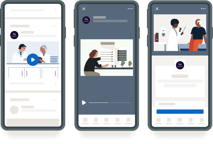 Formats publicitaires LinkedIn vidéo et carrousel sur smartphone