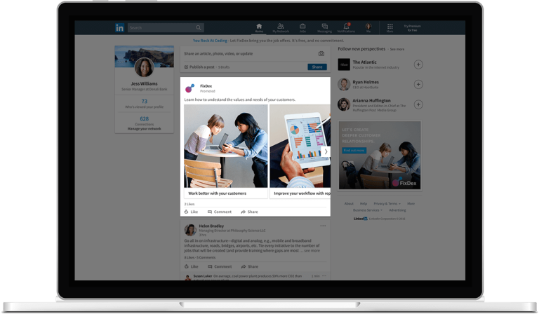 Capture d'écran d'une publication sponsorisée LinkedIn