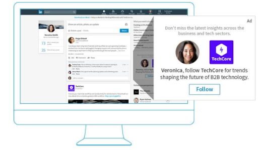 Aperçu d'une publication LinkedIn sur écran d'ordinateur