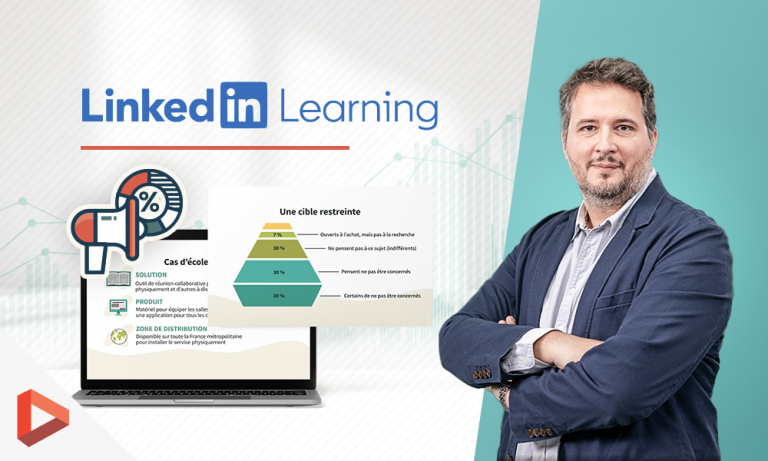 Vignette LinkedIn Learning avec un formateur, thème entonnoir marketing