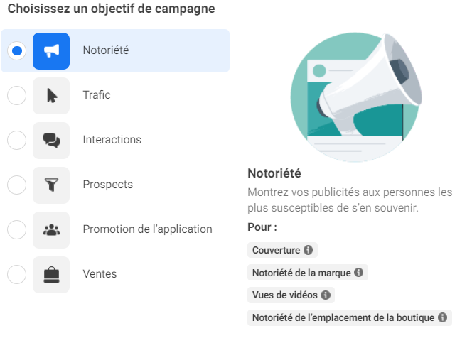 Capture d'écran : choix d'un objectif de campagne Google Ads