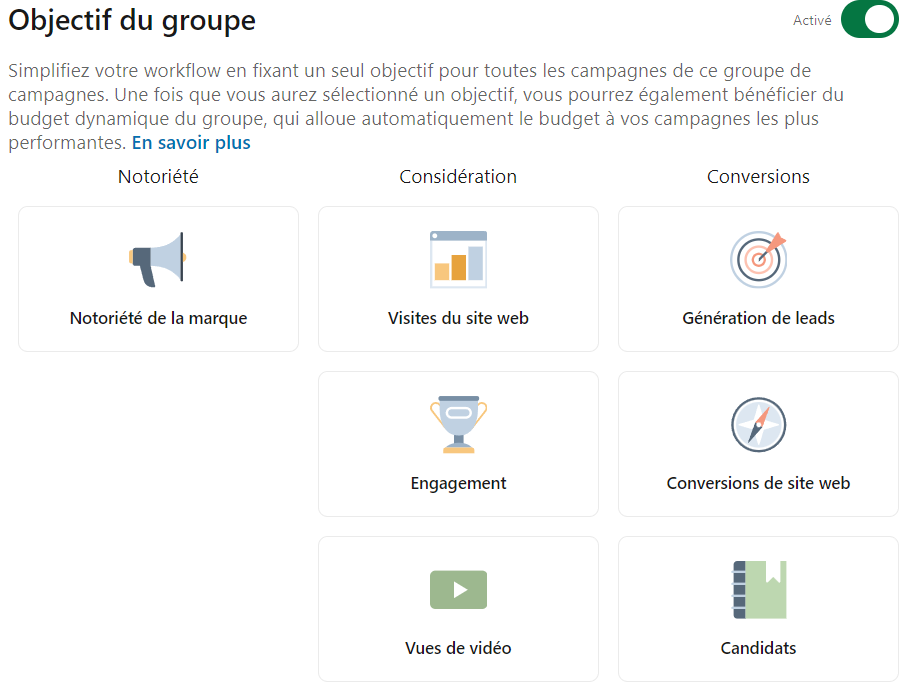 Grille des objectifs de campagne publicitaire